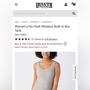 Duluth Trading Company Women's No-Yank Wireless Built-In Bra Tank